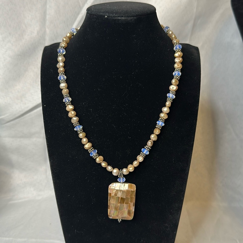 Fresh Water Pearl Ab Bead Abalone Necklace